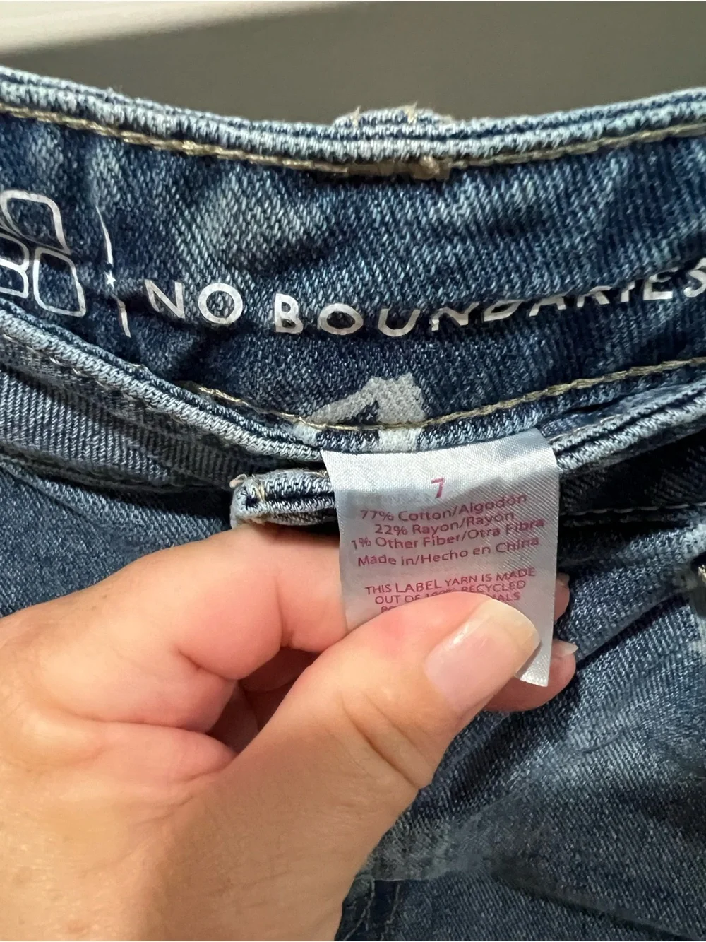 No Boundaries Blue Denim Jeans with White Heart Print